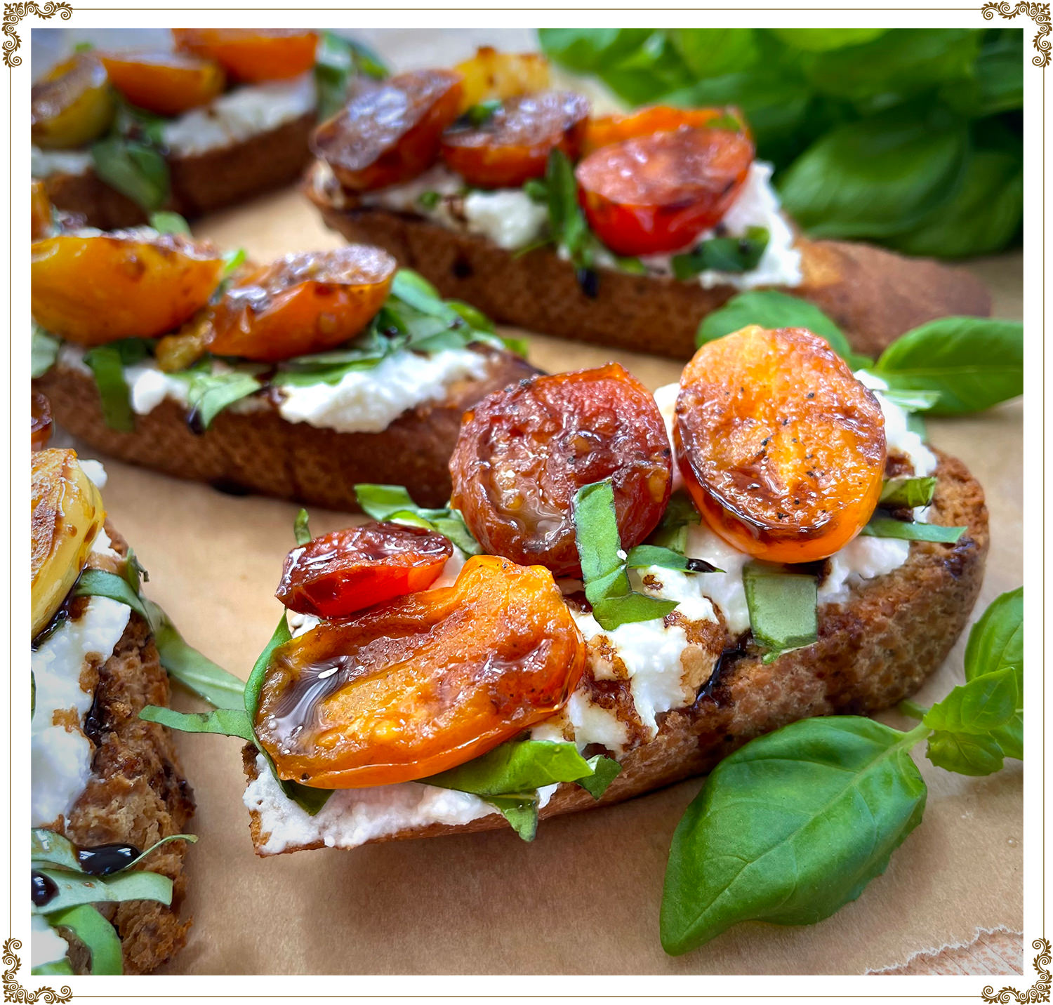 Bruschetta on baguettine - Recipe Gluten-free, Dairy-free, Organic from Cuisine l’Angélique.