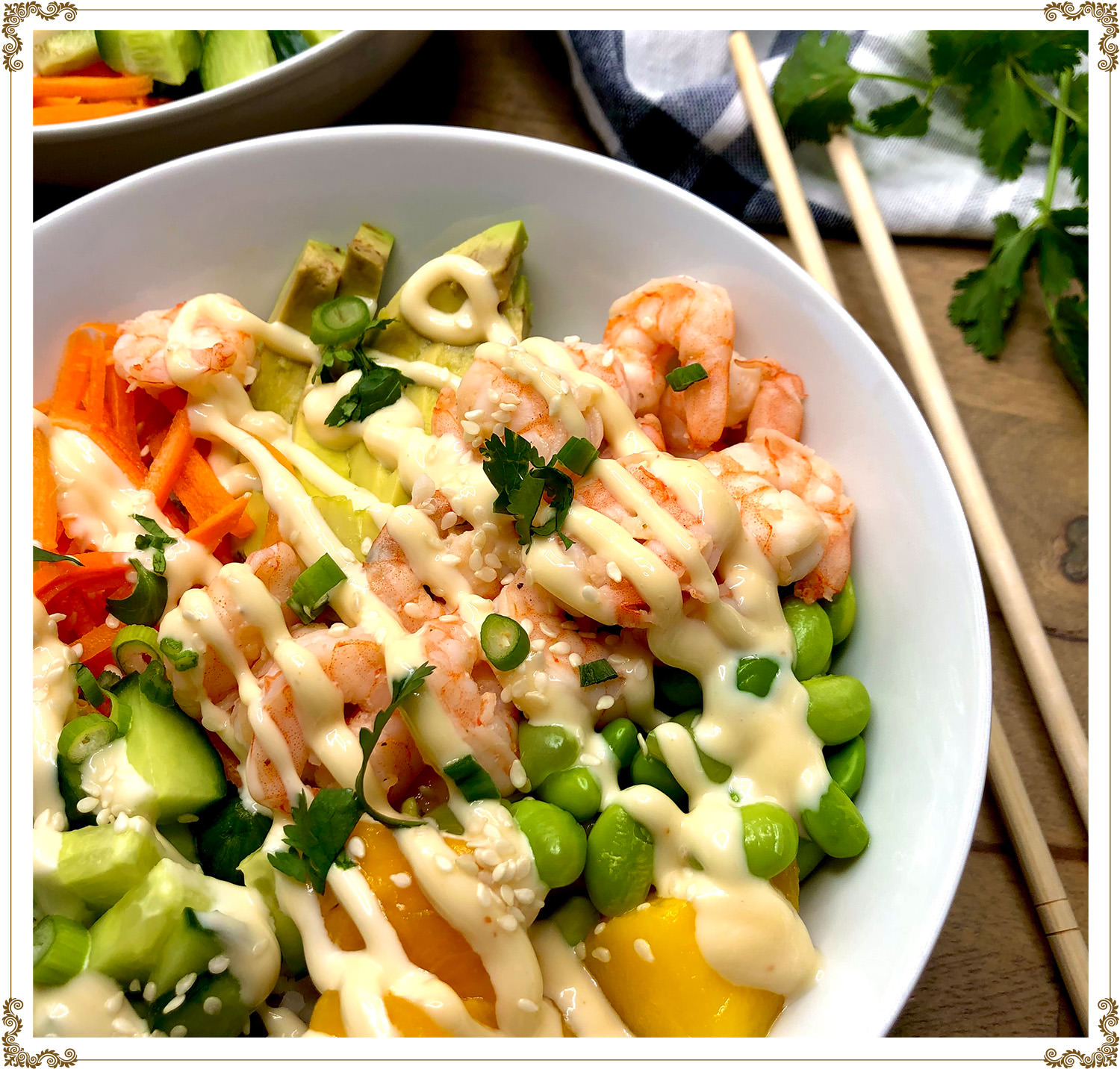 Recipe Shrimp poke bowl  Gluten-free, Dairy-free, Organic from Cuisine l’Angélique.